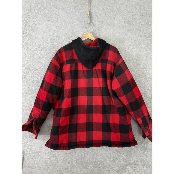 Authentic Dickies Flannel Hooded Red Plaid Quilted Full Zip Jacket Hoodie XL - Picture 11 of 13
